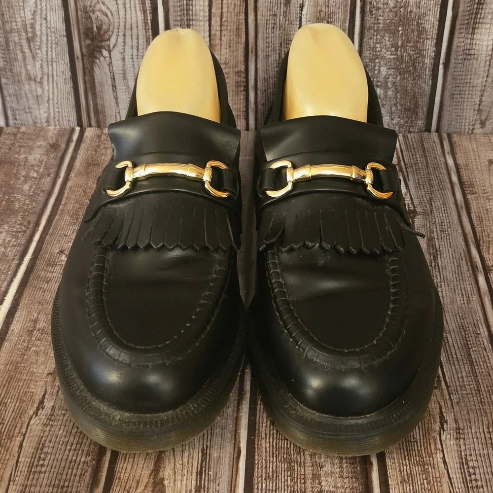 Sz 10 US Men's Dr. Martens Adrian Snaffle Black Leather Bit Loafers Shoes VGUC